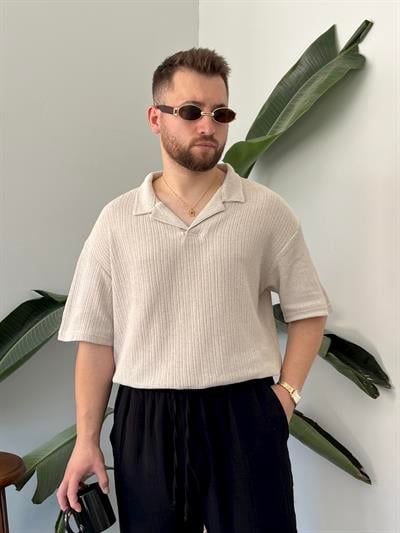 Vizon Polo Yaka Örme Triko T-shirt