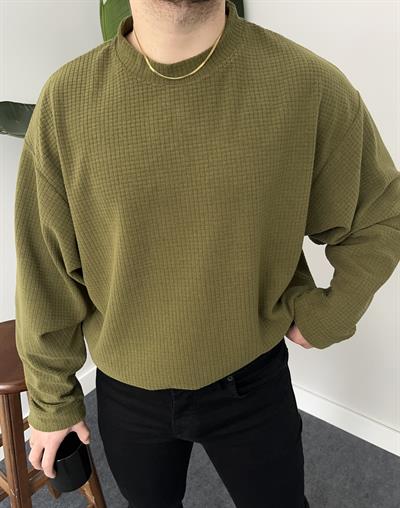Waffle Kumaş Haki Sweatshirt