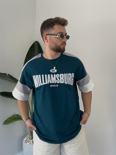 Williamsburg Nakışlı Petrol Oversize T-shirt