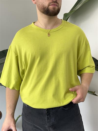 Yağ Yeşili Oversize Basic T-shirt