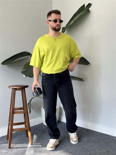 Yağ Yeşili Oversize Basic T-shirt