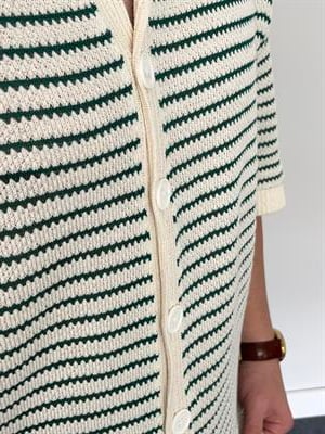 Yeşil Çizgili Gömlek Görünümlü Oversize T-shirt