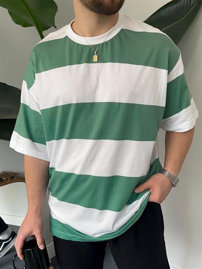 Yeşil Şeritli Oversize T-shirt