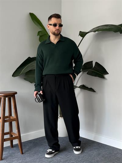 Zümrüt Casual Polo Yaka Kazak