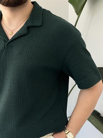 Zümrüt Polo Yaka Örme Triko T-shirt