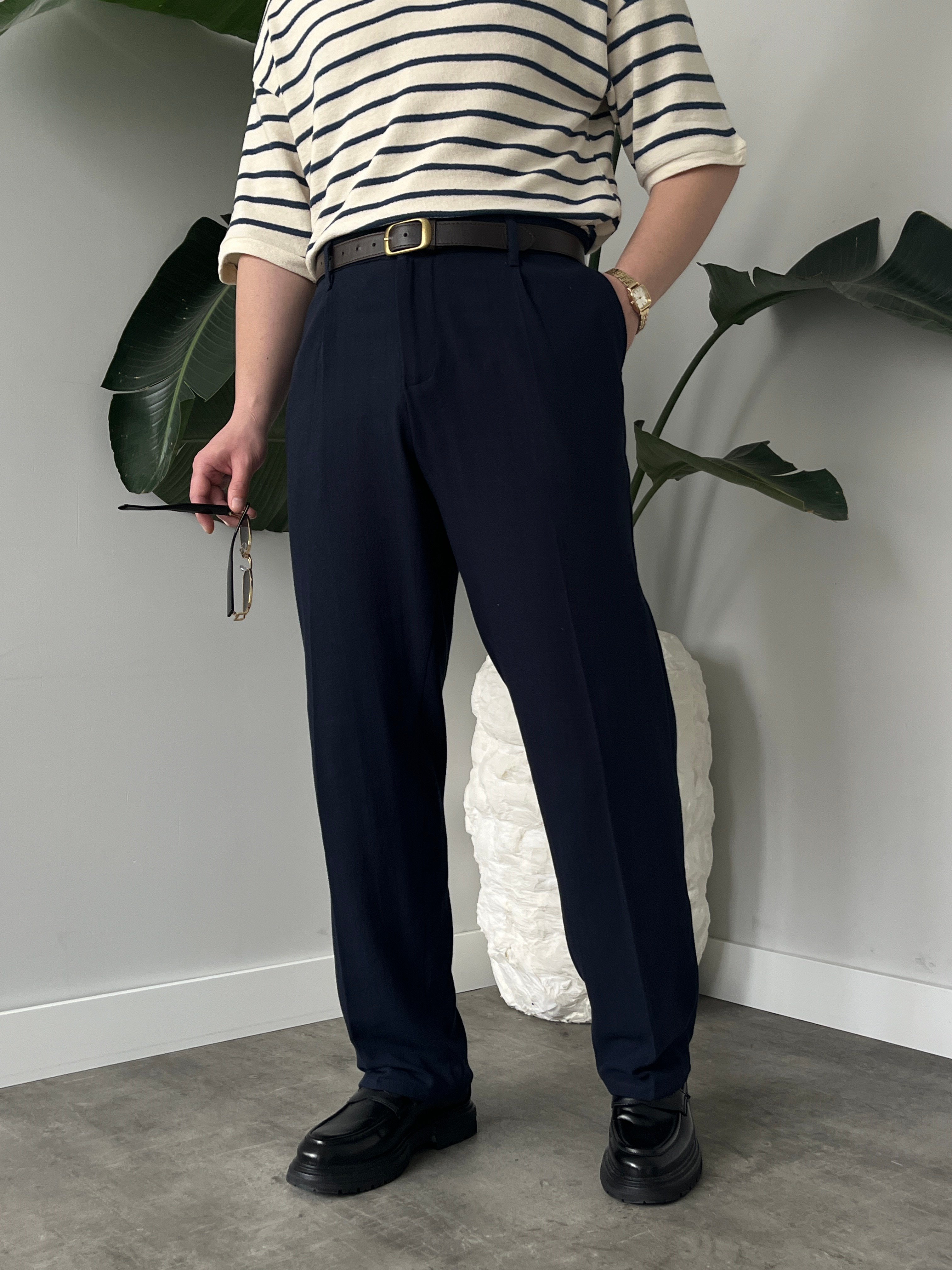 Alto Lacivert Ham Keten Baggy Pantolon