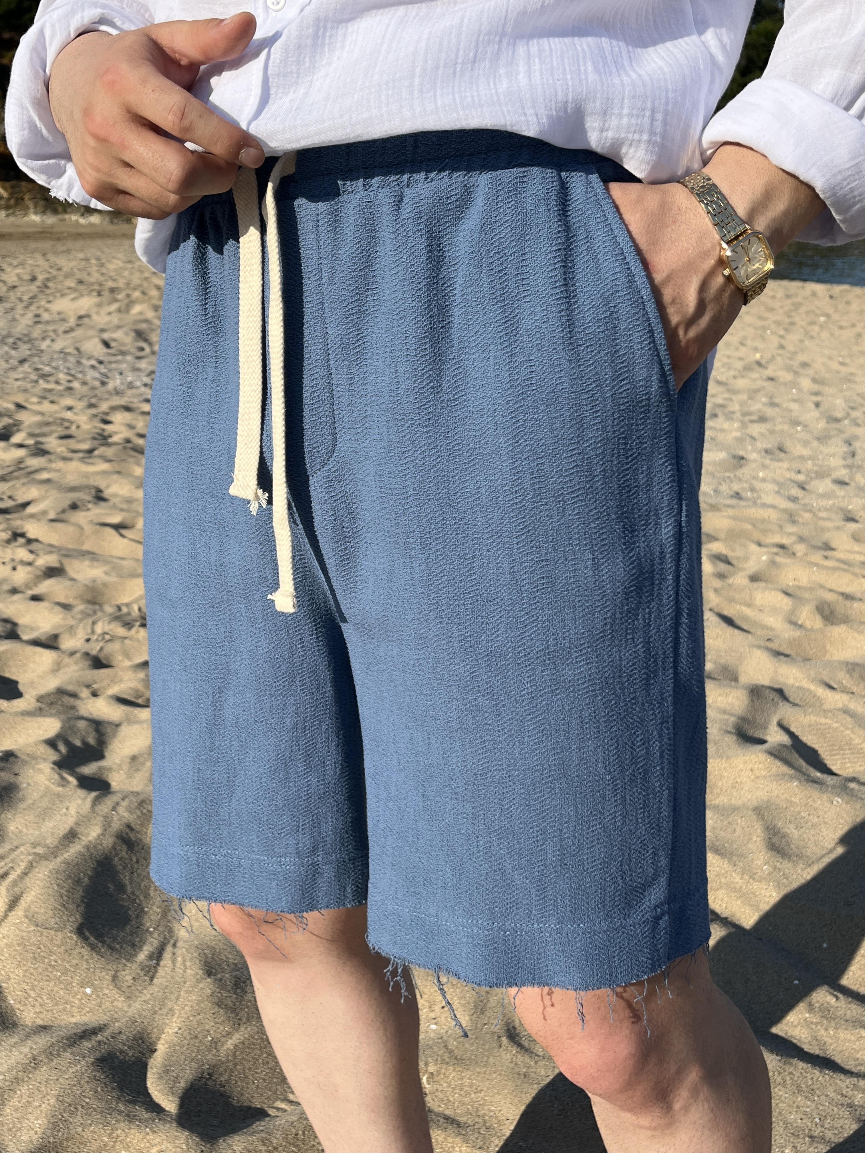 Briza Mavi Dokulu Erkek Şort