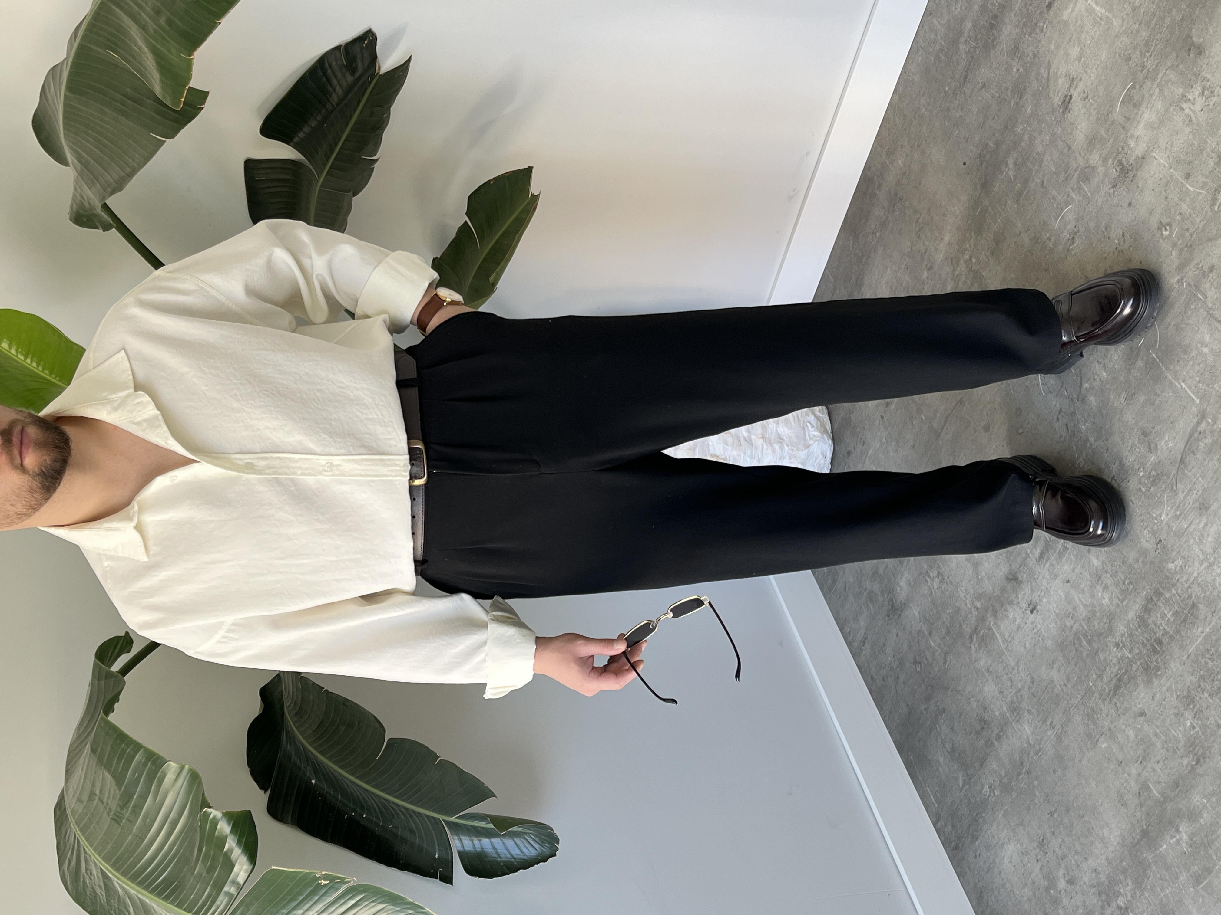 Ekru Modal Basic Oversize Gömlek