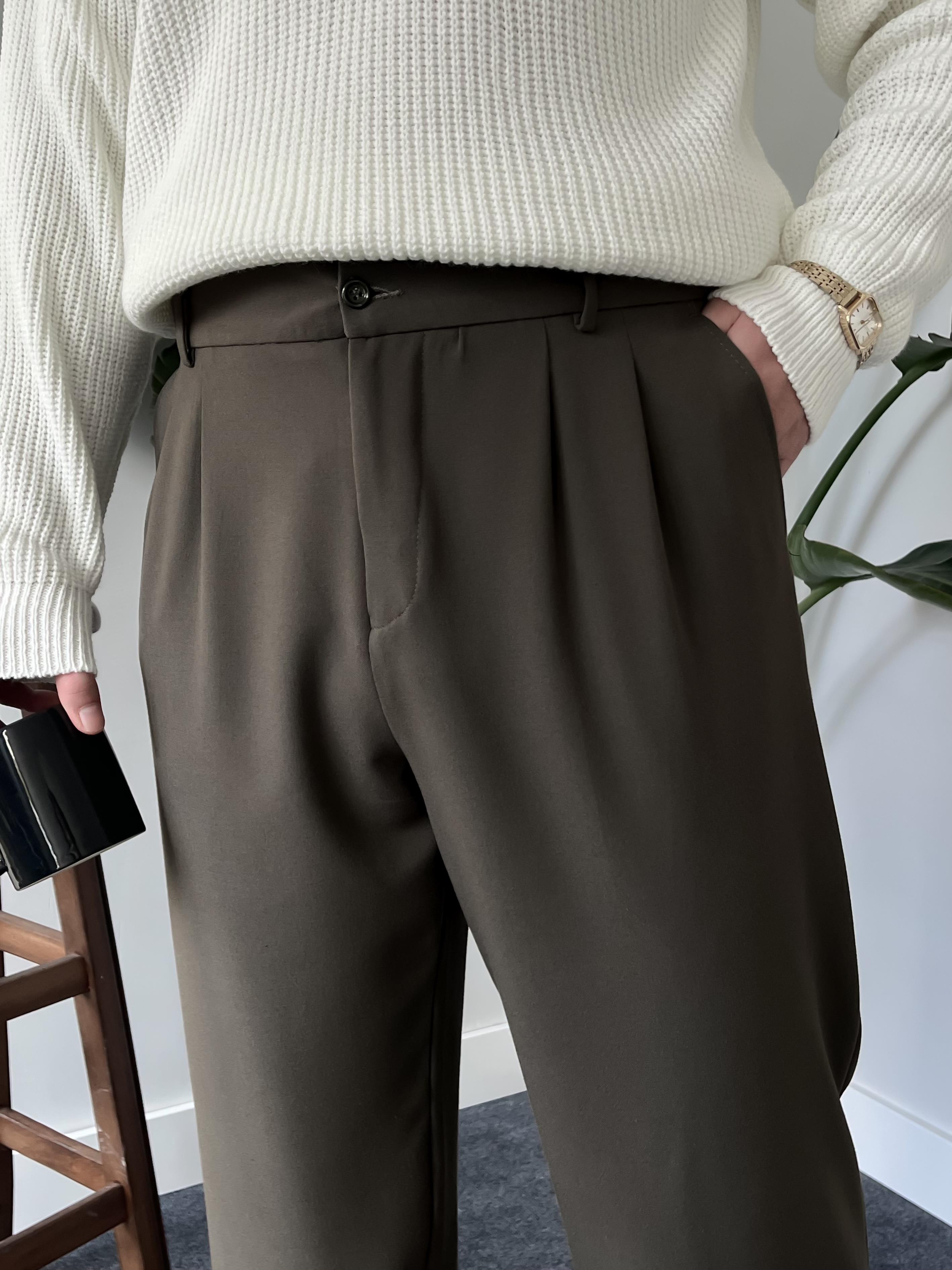 Haki Baggy Kumaş Pantolon