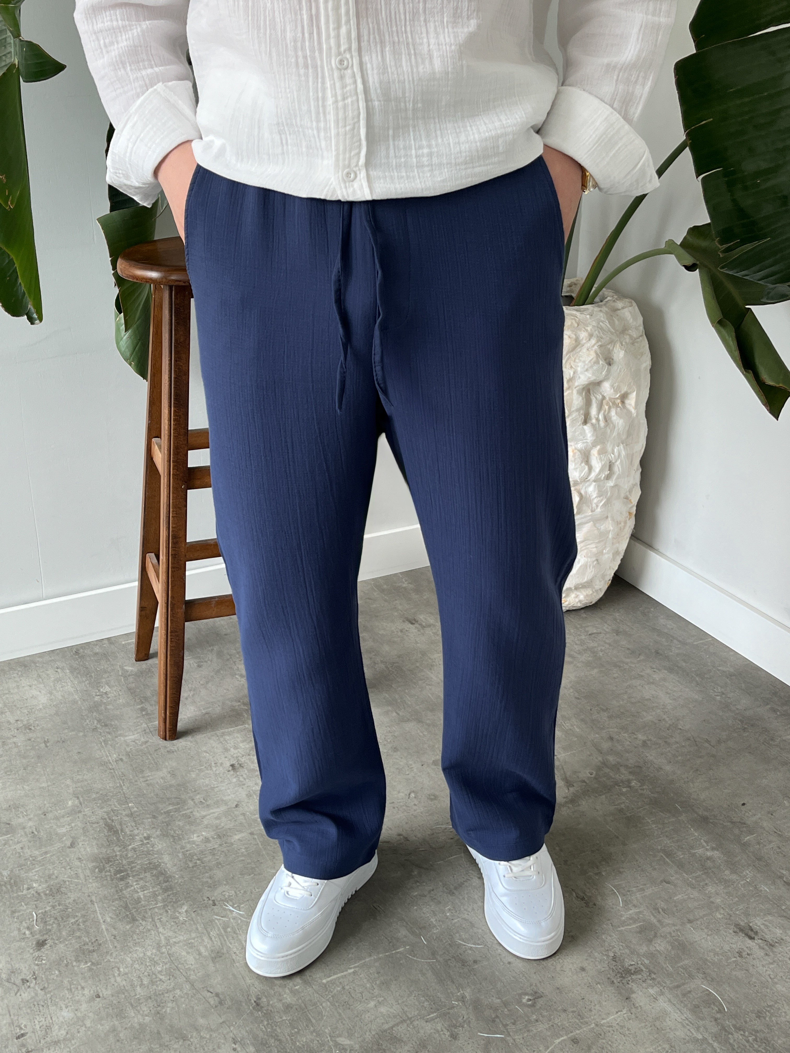 İndigo Müslin Baggy Pantolon