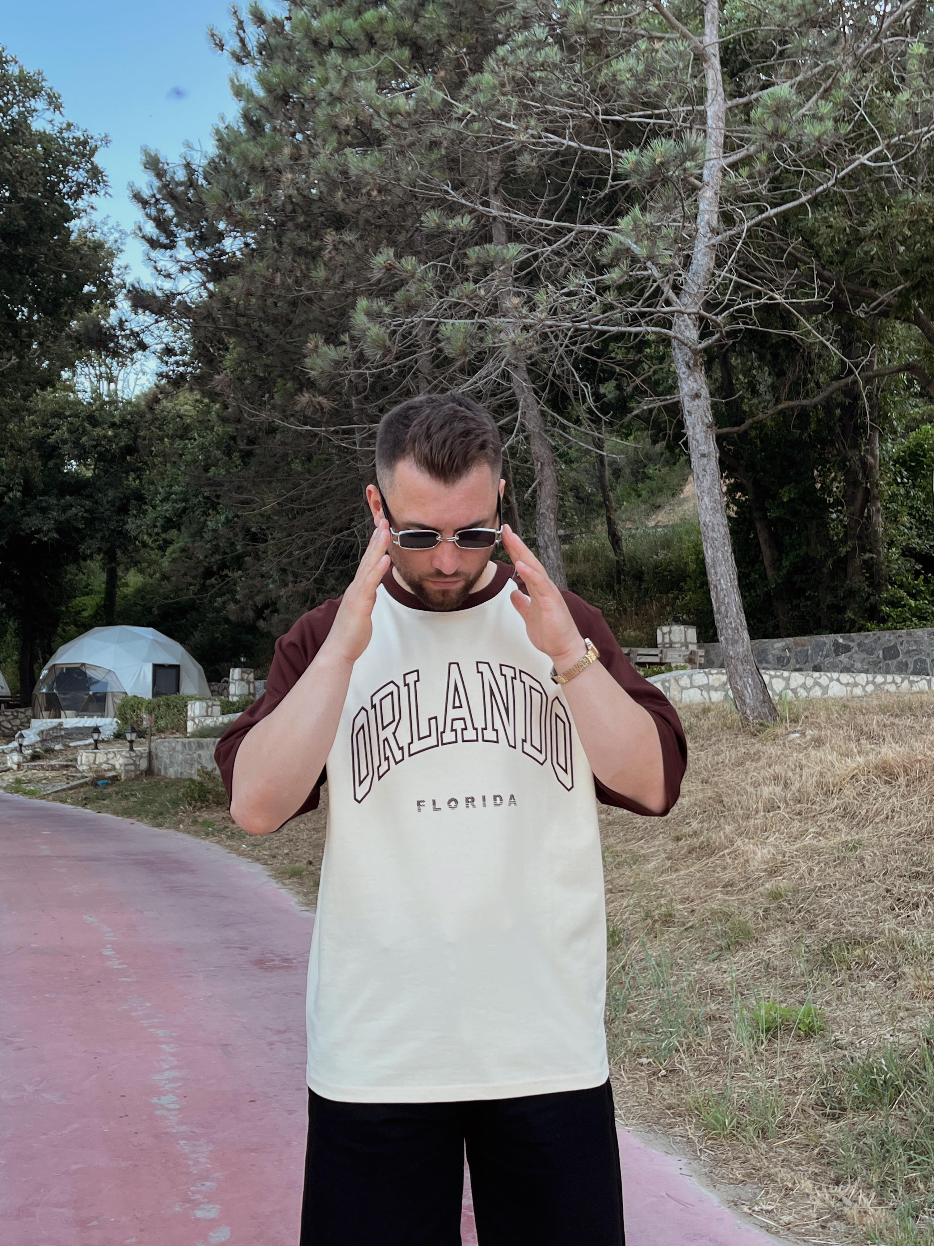 Kahve Orlando Parçalı Oversize T-shirt