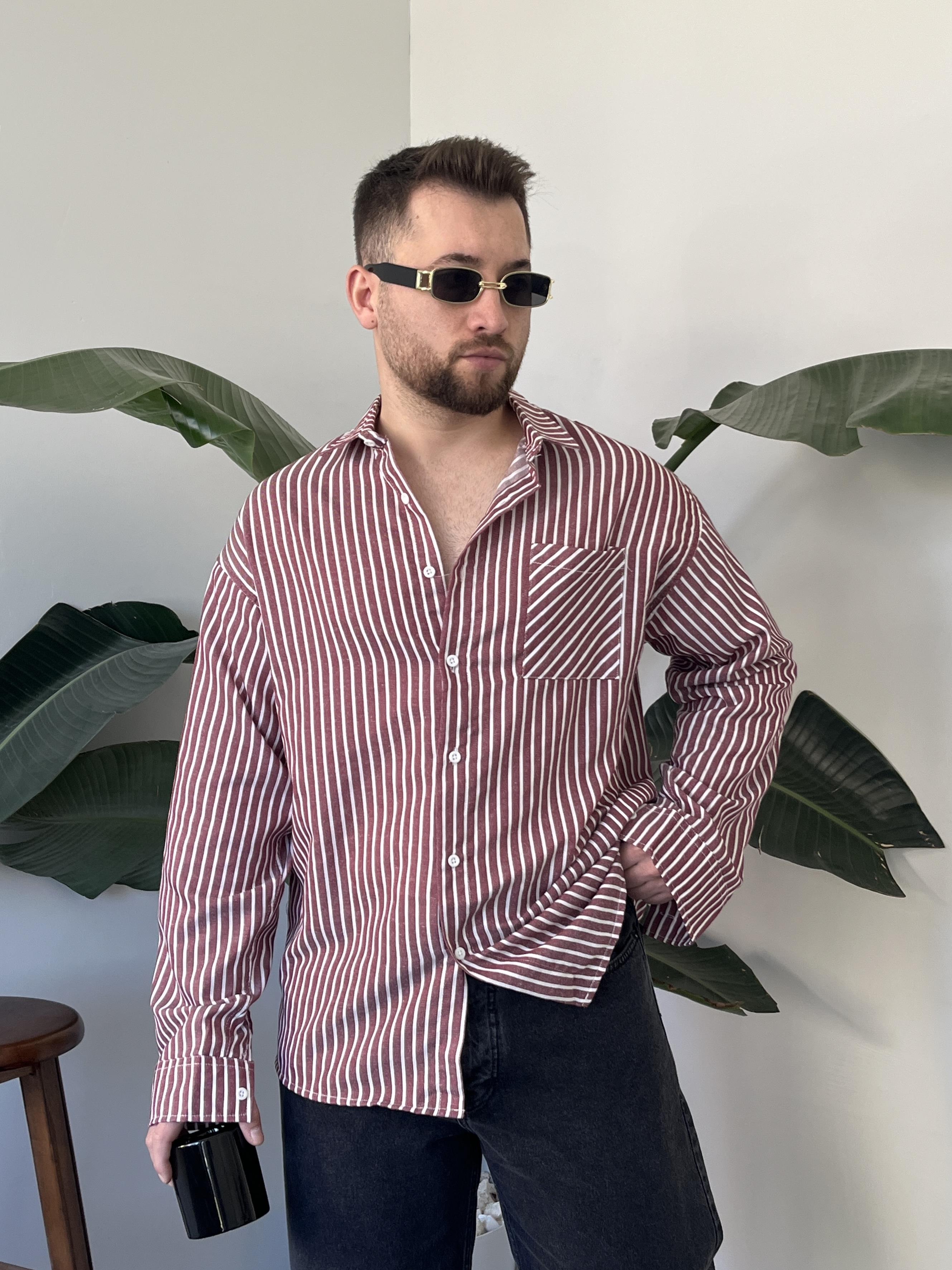 Linea Bordo Çizgili Oversize Gömlek
