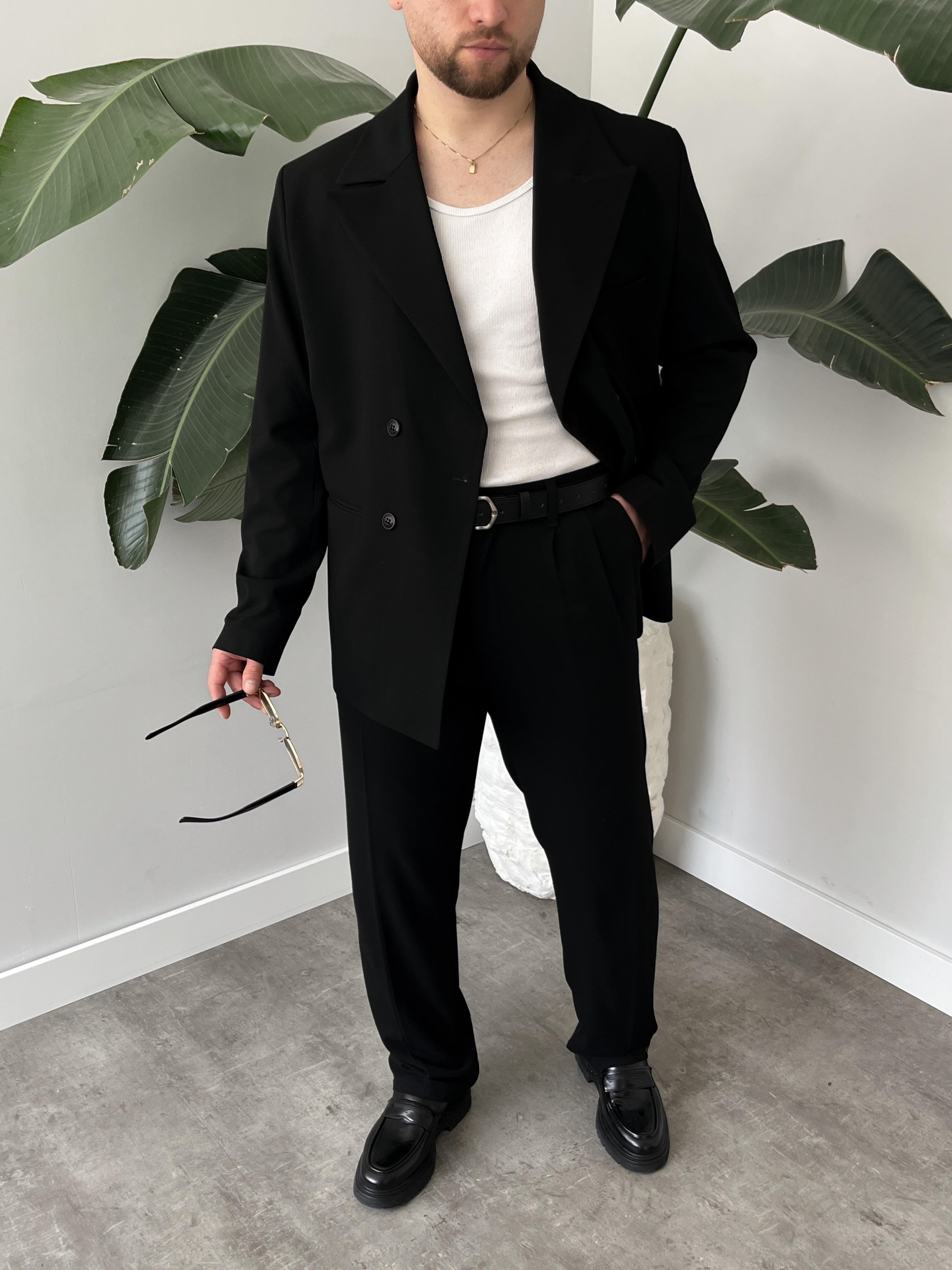 Luxury Edition Siyah Kruvaze Oversize Takım