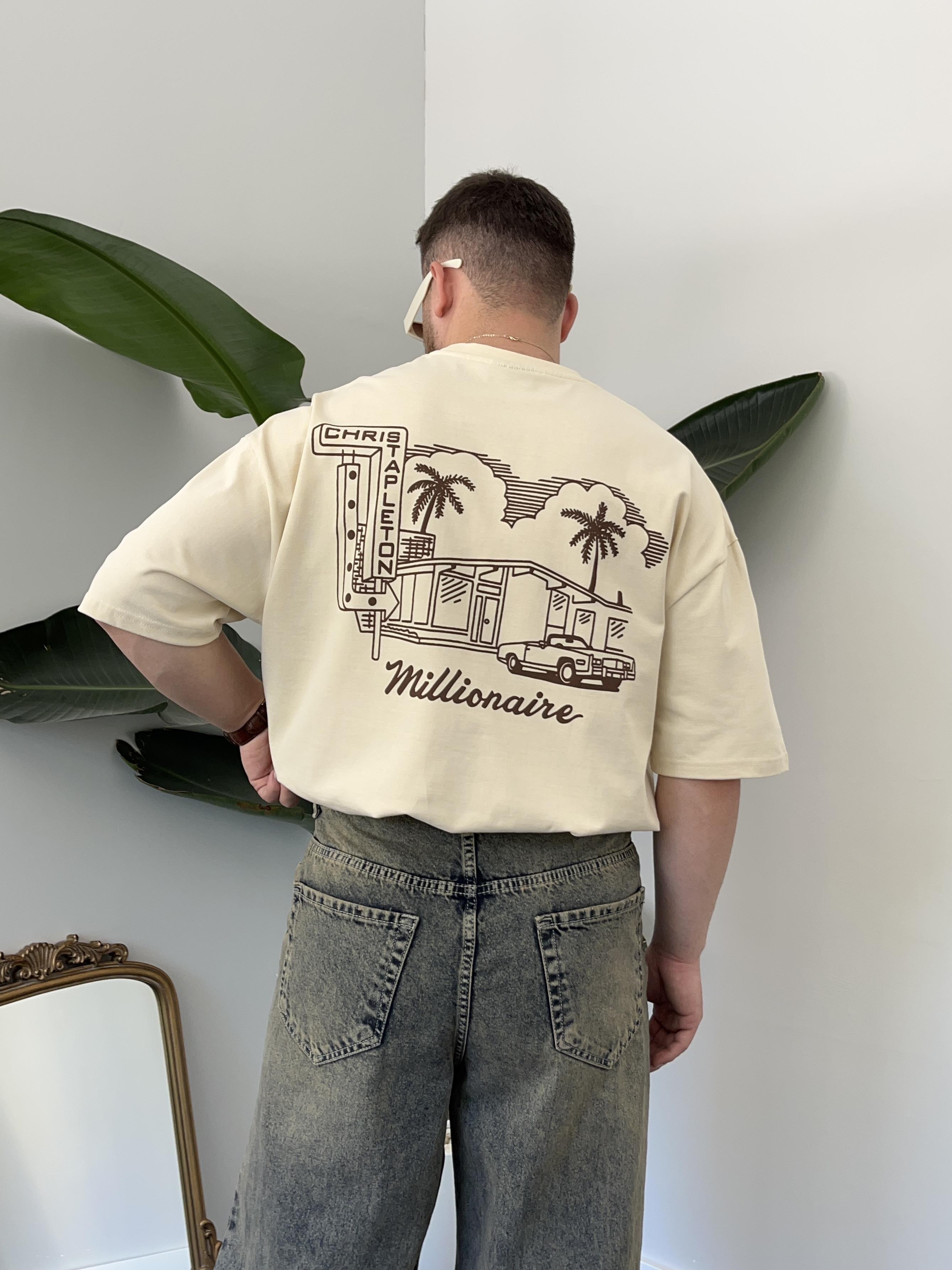 Millionaire Krem Oversize T-shirt