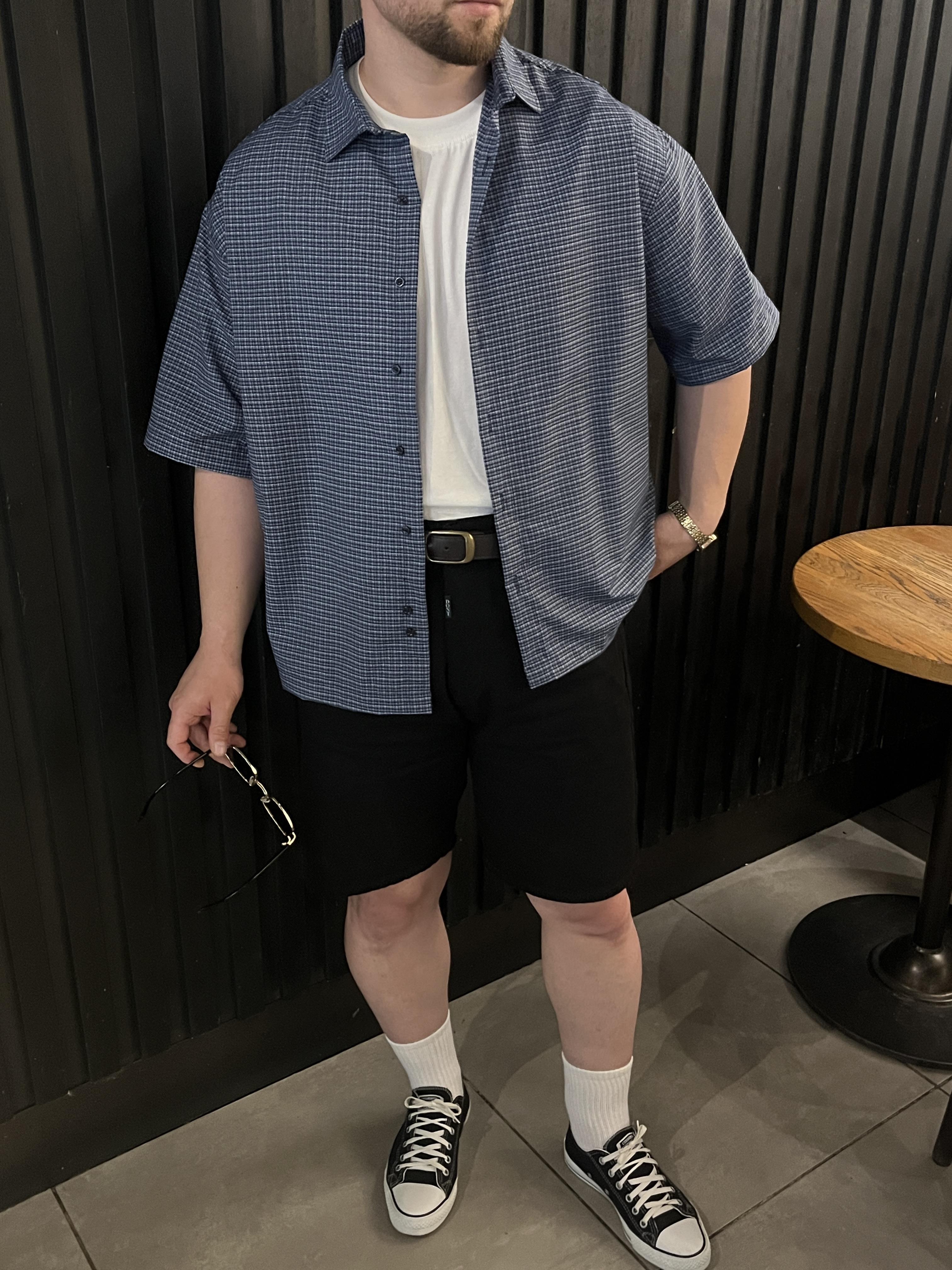 Oldman Mavi Kareli Oversize Gömlek