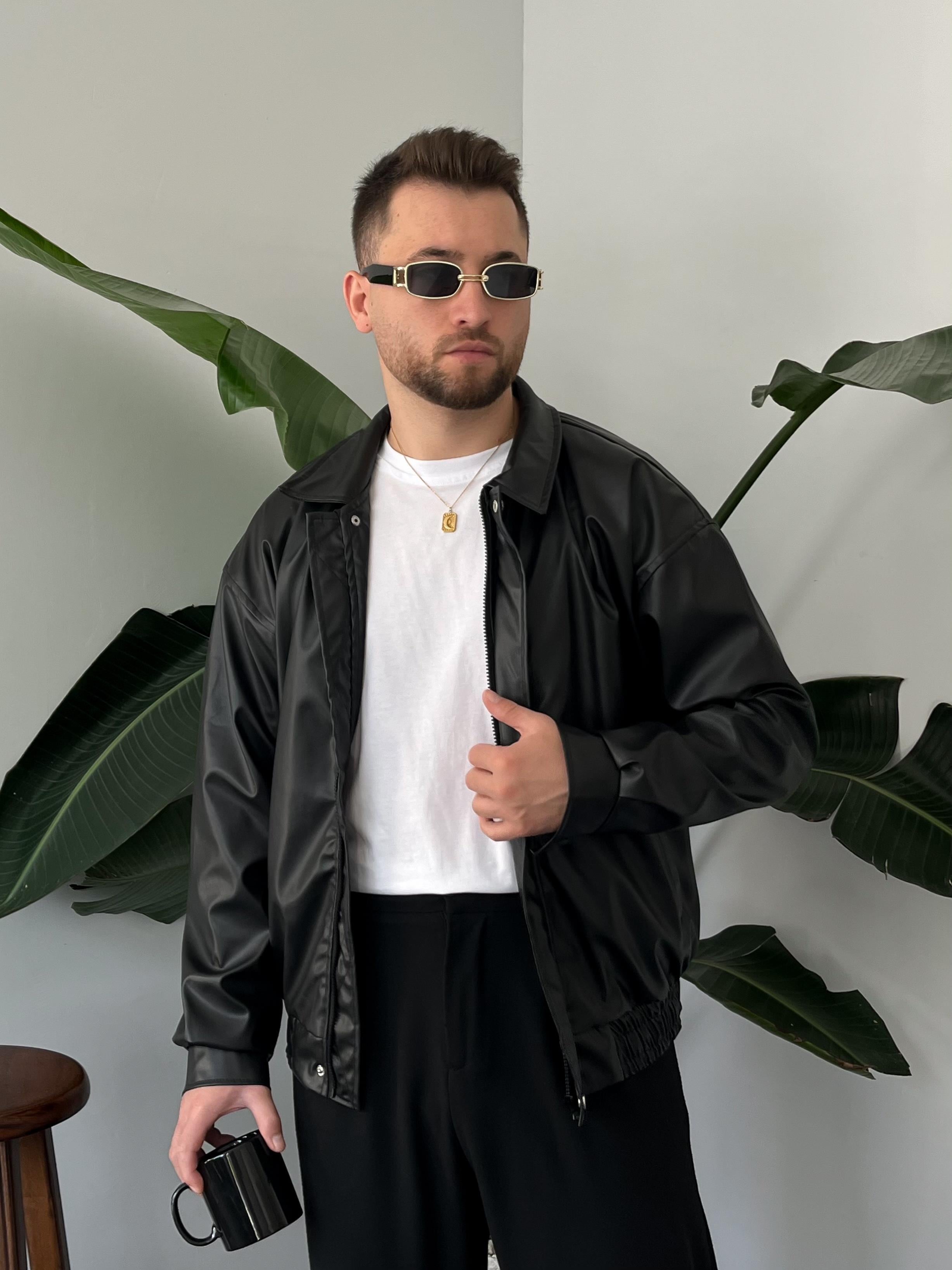 Raven Siyah Bomber Deri Ceket