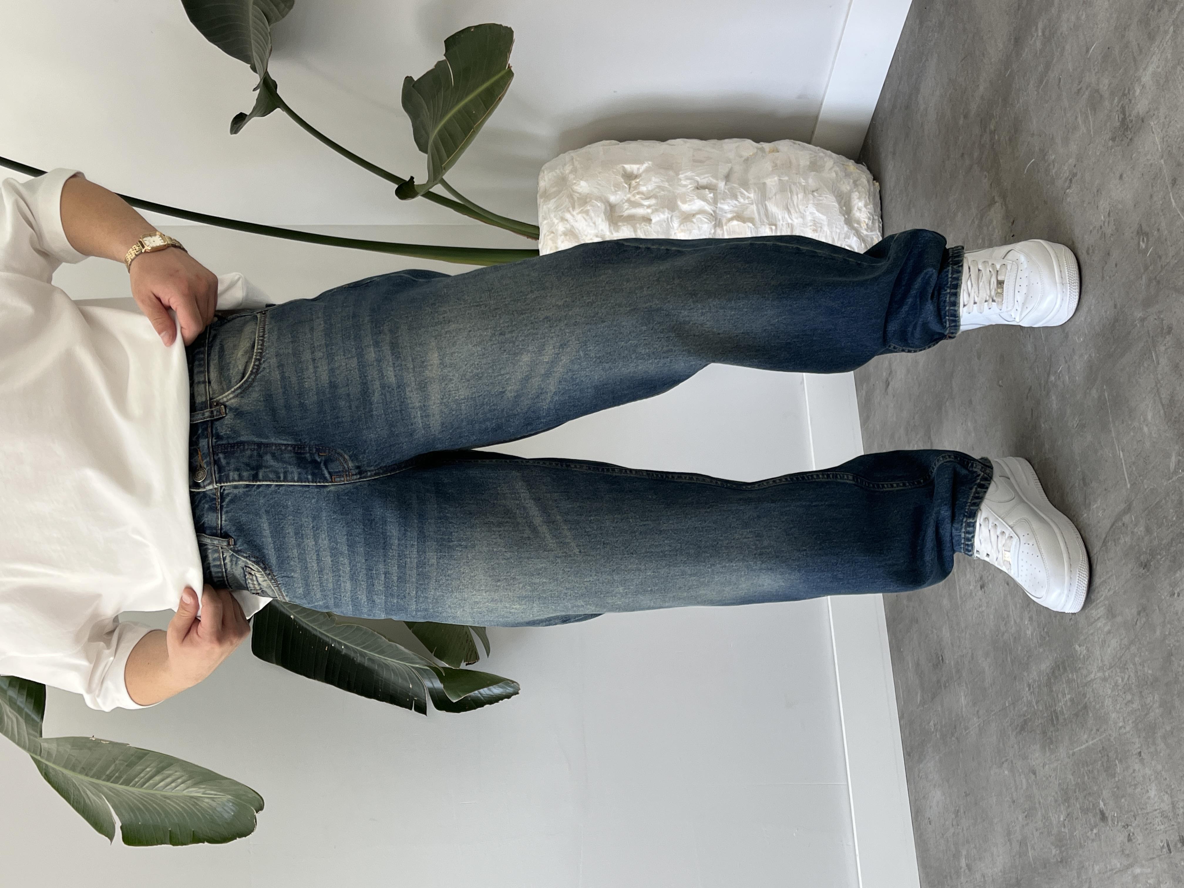 Rust Eskitme Taşlamalı Baggy Jean