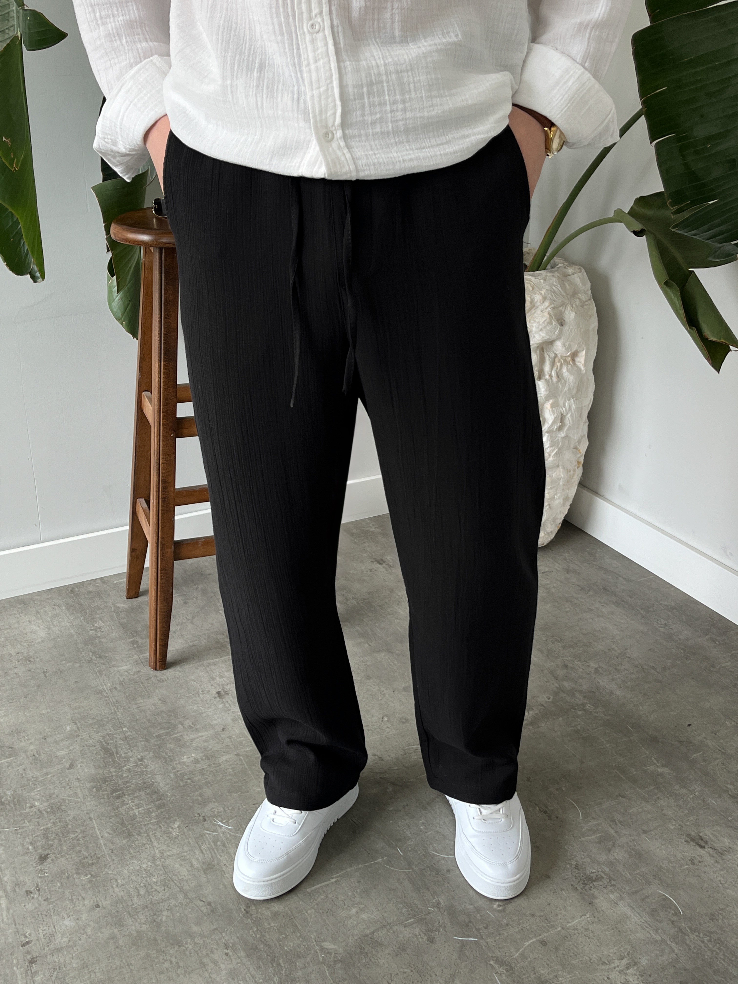 Siyah Müslin Baggy Pantolon