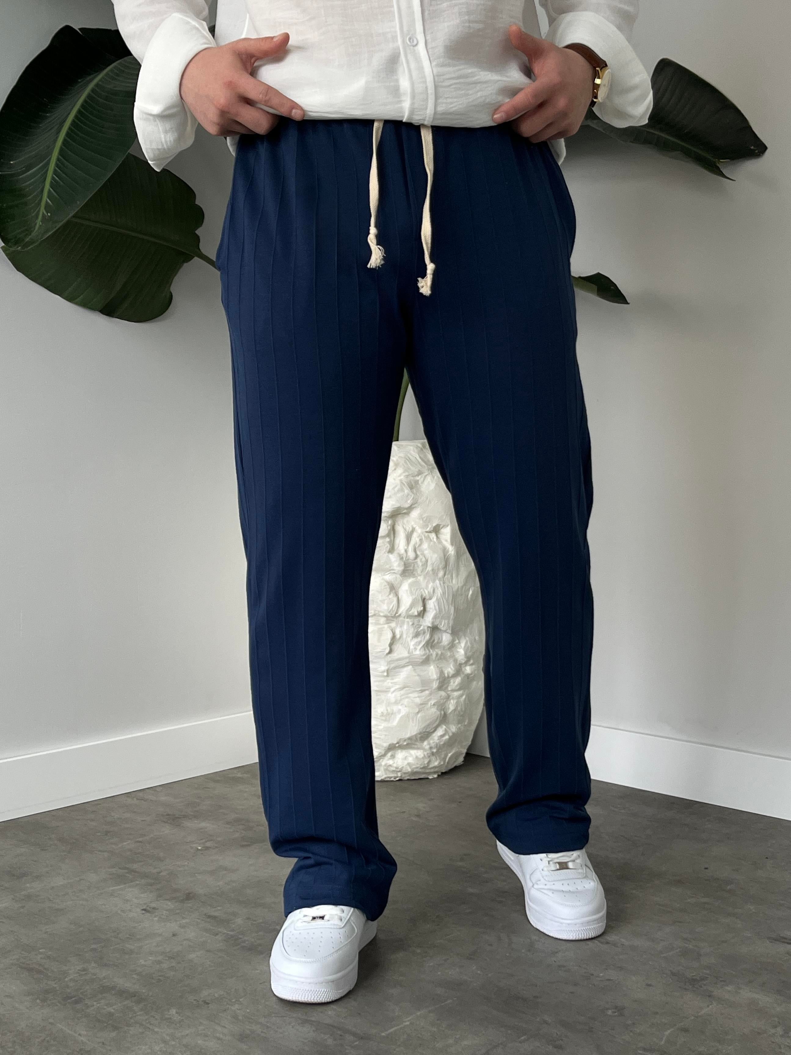 Stride Lacivert Çizgi Detaylı Baggy Pantolon