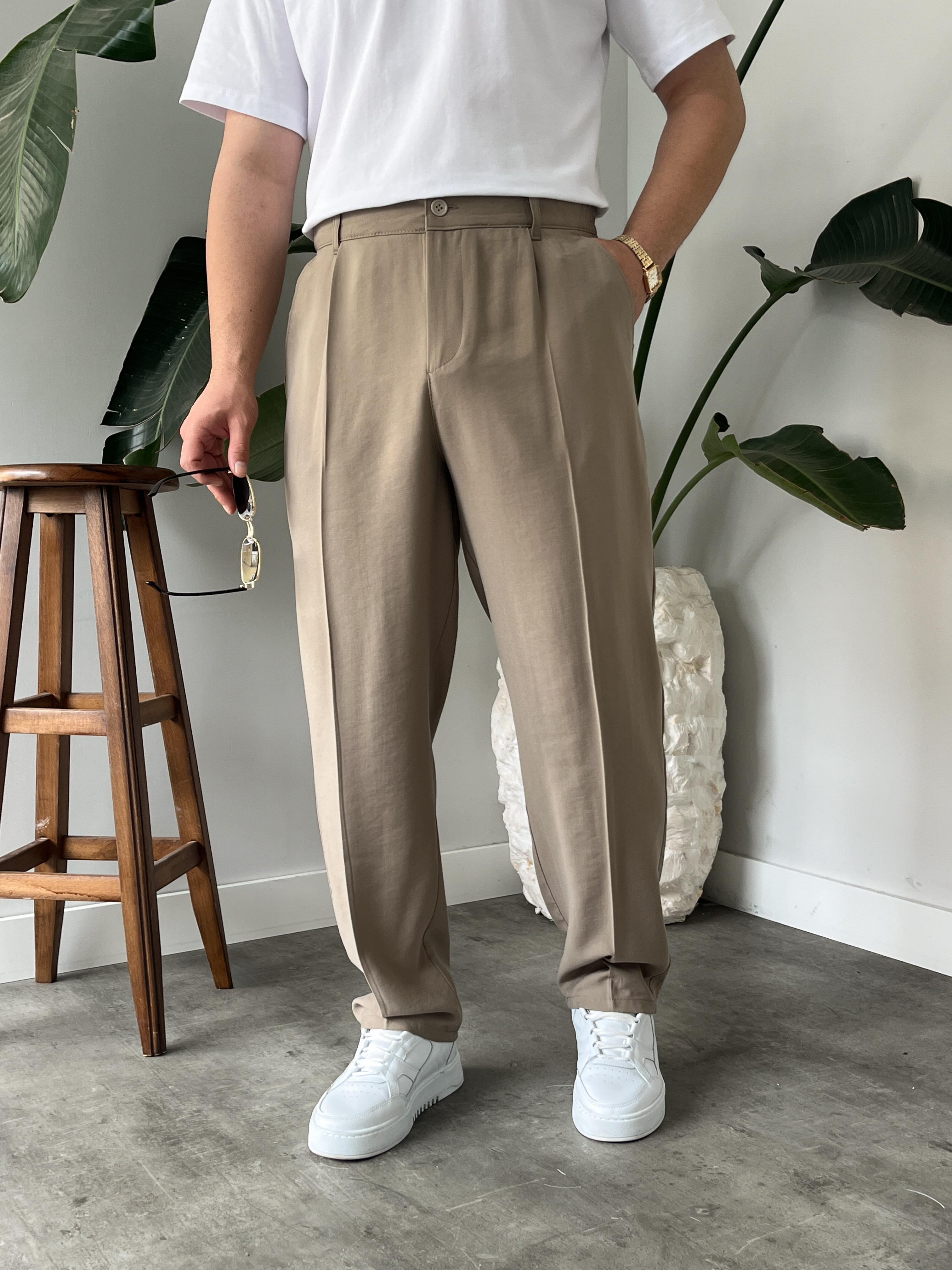 Vizon Deluxe Pileli Modal Kumaş Baggy Pantolon