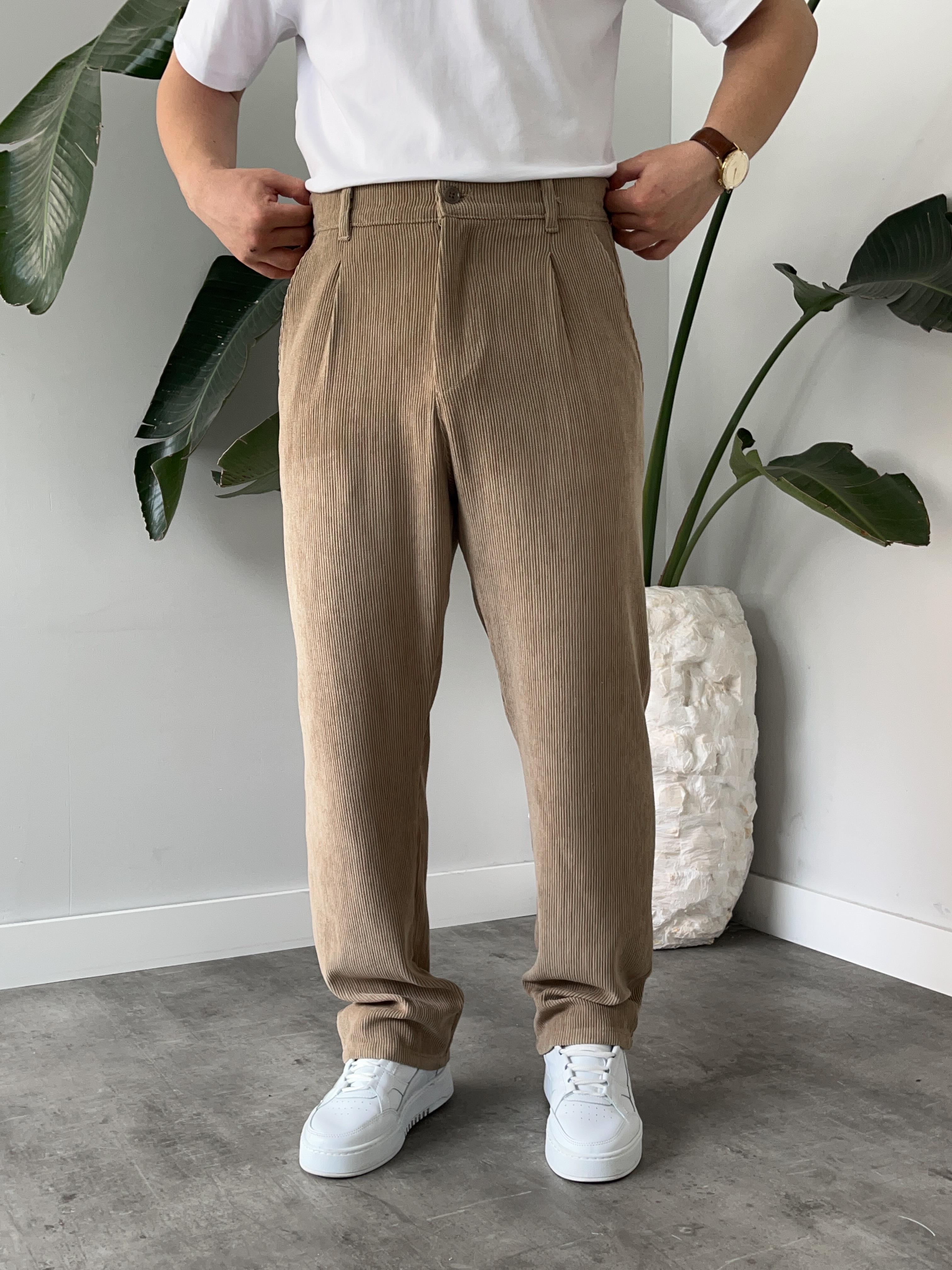 Vizon Fitilli Kadife Baggy Pantolon