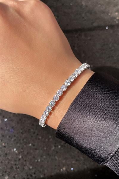 4mm A+ Kalite Zirkon Taşlı, Pırlanta Kilit Su Yolu Bileklik