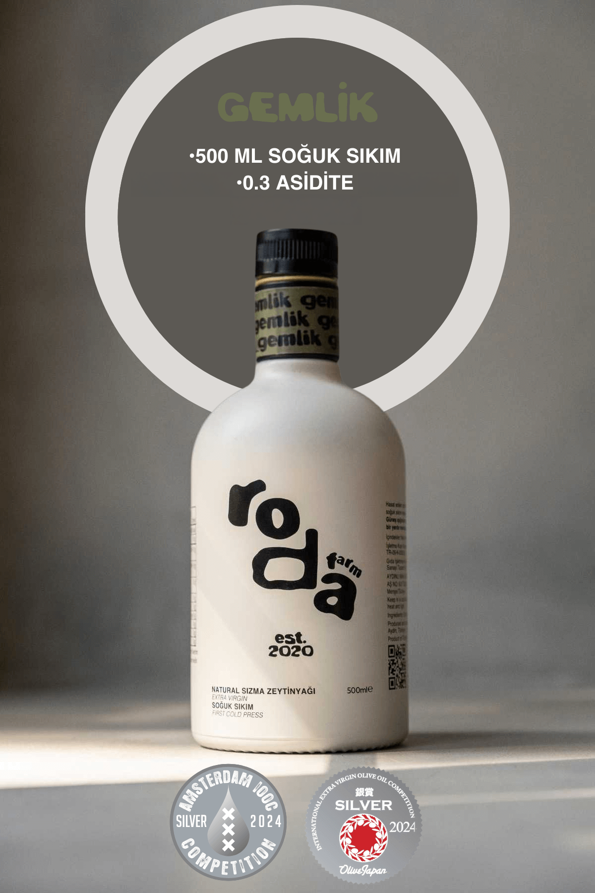 Roda Farm Gemlik Şişe Natürel Sızma Zeytinyağı 500 ml