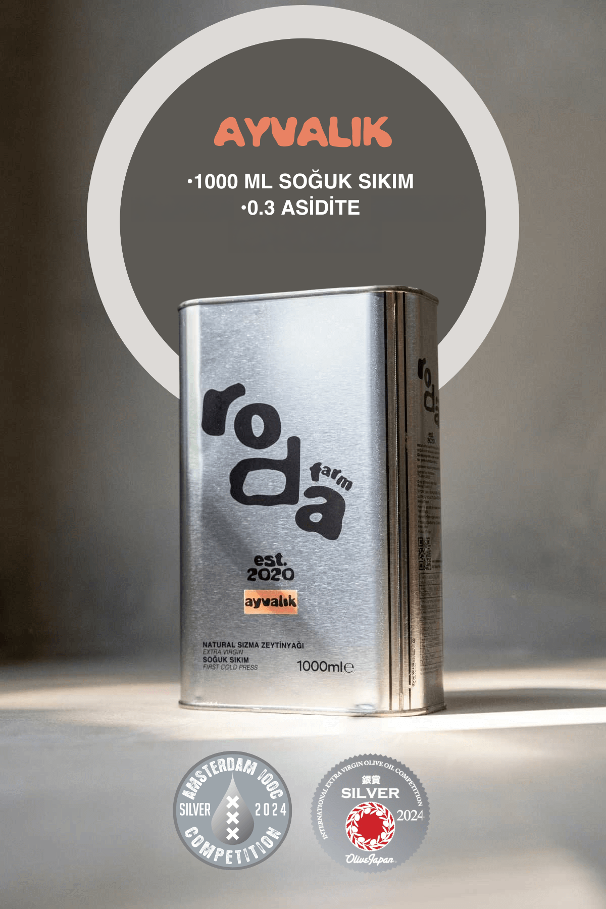 Roda Farm Ayvalık Teneke Natürel Sızma Zeytinyağı 1000 ml
