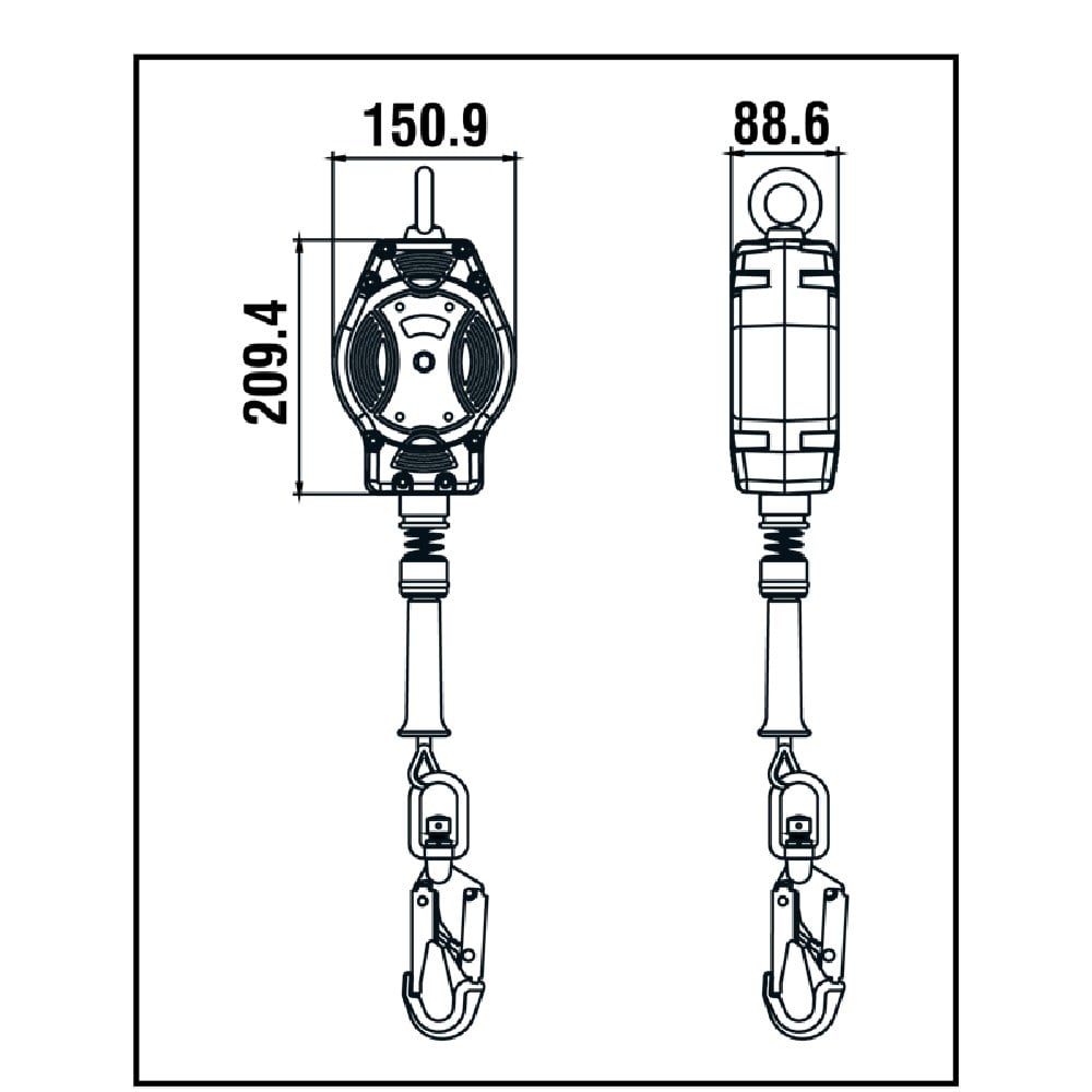KRATOS HELIXON-S Çelik Halatlı Geri Sarımlı Düşüş Durdurucu 7M