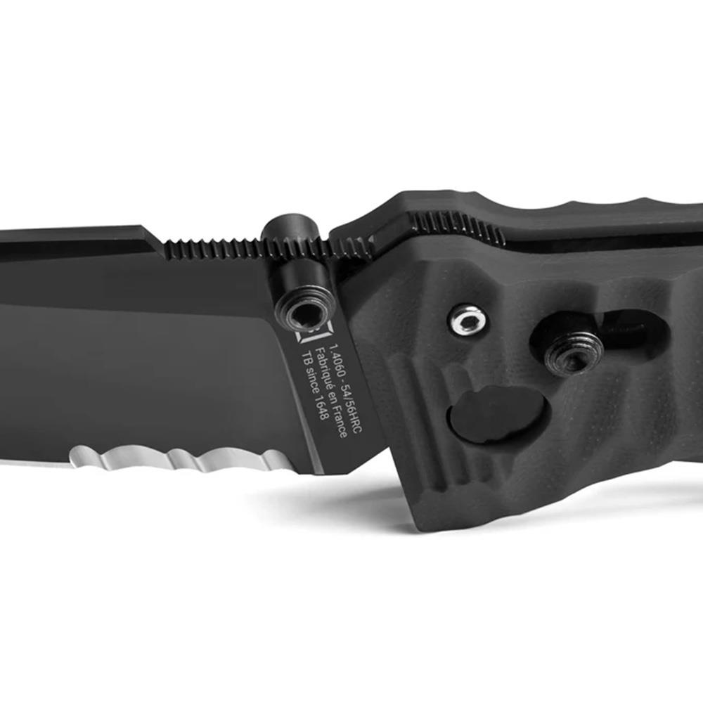 TB OUTDOOR CAC S200 G10 Saplı Tırtıklı Çakı (Siyah)