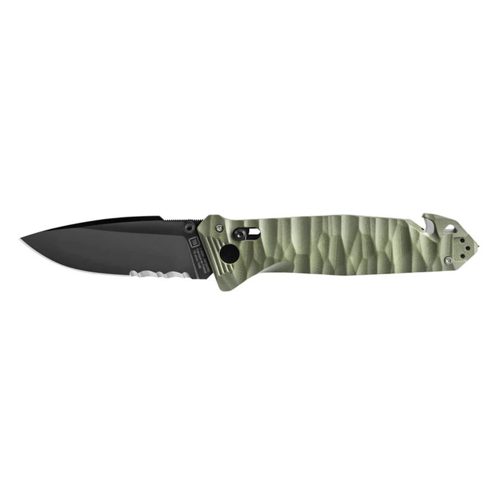 TB OUTDOOR CAC S200 G10 Saplı Tırtıklı Çakı (Haki)