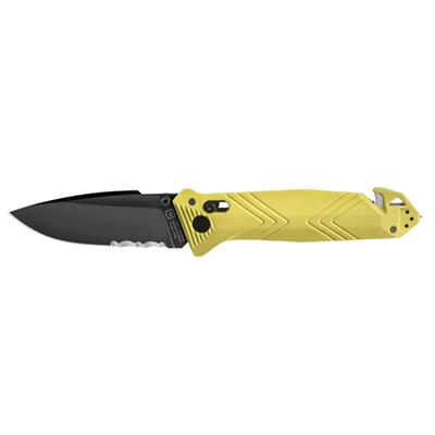 TB OUTDOOR CAC PA6 Saplı Tirbüşonlu Tırtıklı Çakı (Sarı)
