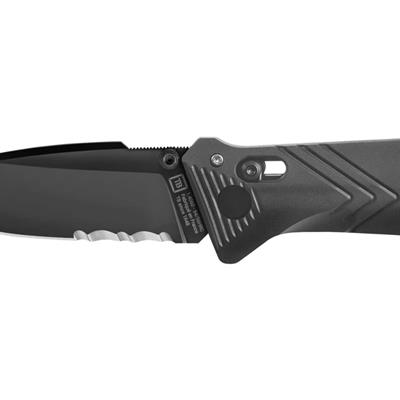 TB OUTDOOR CAC PA6 Saplı Tirbüşonlu Tırtıklı Çakı (Siyah)