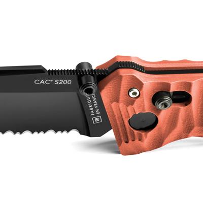 TB OUTDOOR CAC S200 G10 Saplı Tırtıklı Çakı (Turuncu)