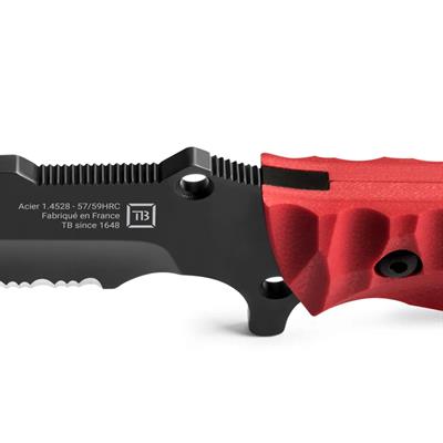 TB OUTDOOR MARAUDEUR G10 Saplı Tırtıklı Bıçak (Kırmızı)