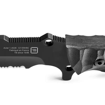 TB OUTDOOR MARAUDEUR G10 Saplı Tırtıklı Bıçak (Siyah)
