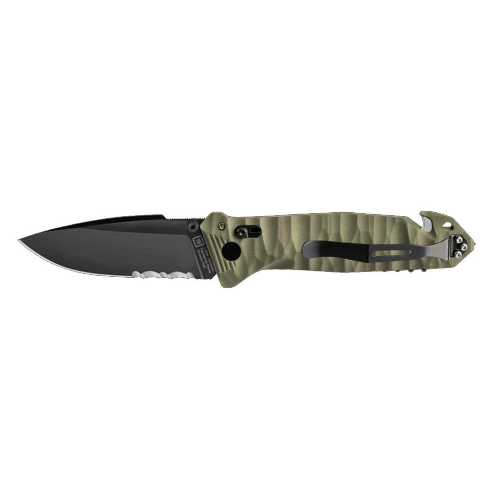 TB OUTDOOR CAC G10 Saplı Tirbüşonlu Tırtıklı Bıçak (Yeşil) TB OUTDOOR | Politak Store
