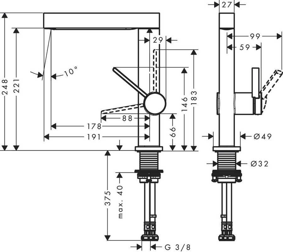 FİNORİS TEK KOLLU LAVABO BATARYA 230 SPİRALLİ 2JET