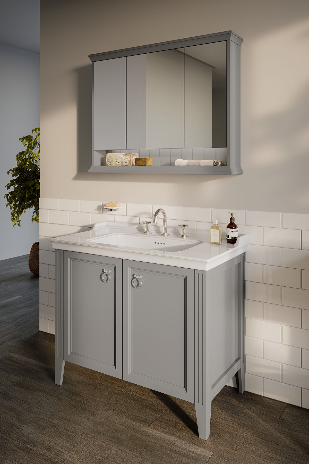 VALARTE ETAJERLİ LAVABO100 CM3 ARM.DLİ,SU TAŞ