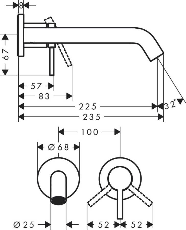 TECTURİS S ANKASTRE LAVABO BATARYASI 22,5cm