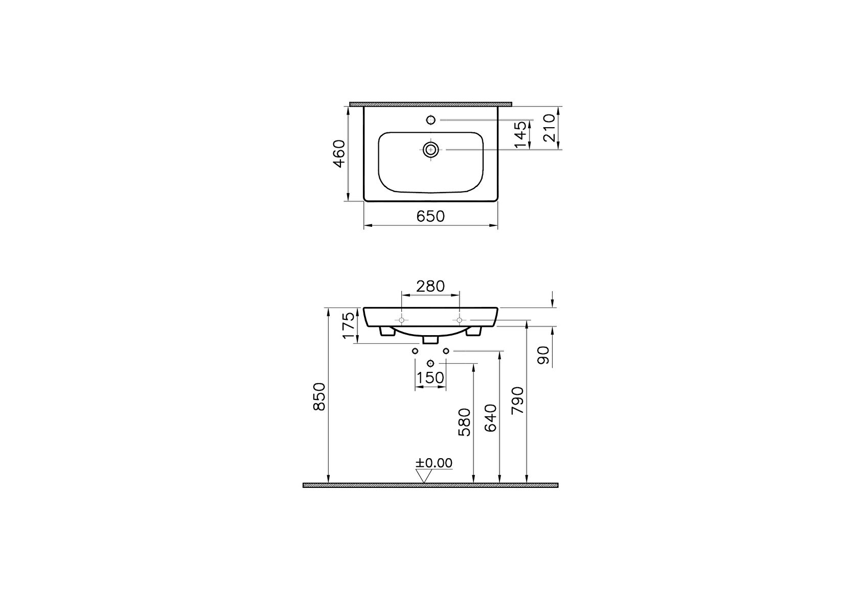 S20 ETAJERLİ LAVABO, 65 CM
