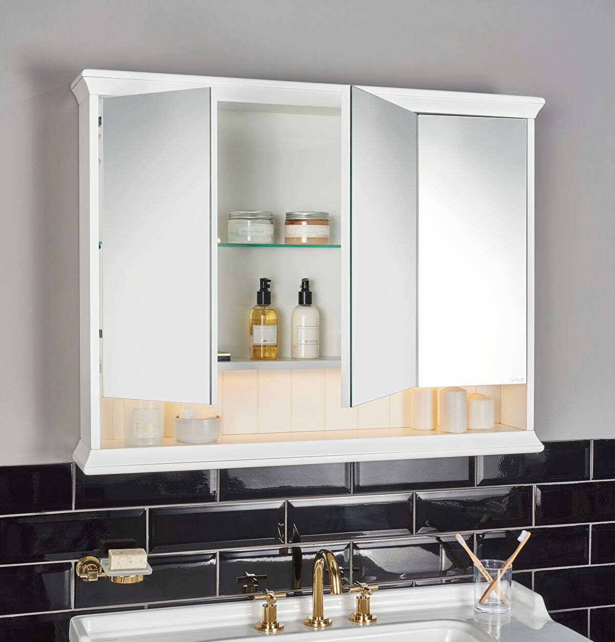 VALARTE DOLAPLI AYNA, 120 CM, MAT FİLDİŞİ