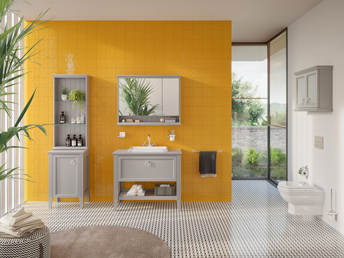 VALARTE LAVABO DOLABI, 100 CM, ÇEKMECELİ MAT BEYAZ