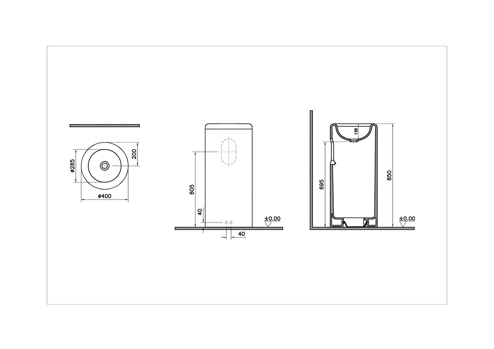 MONOBLOK LAVABO 40 CM ARMATÜR DELİKSİZ