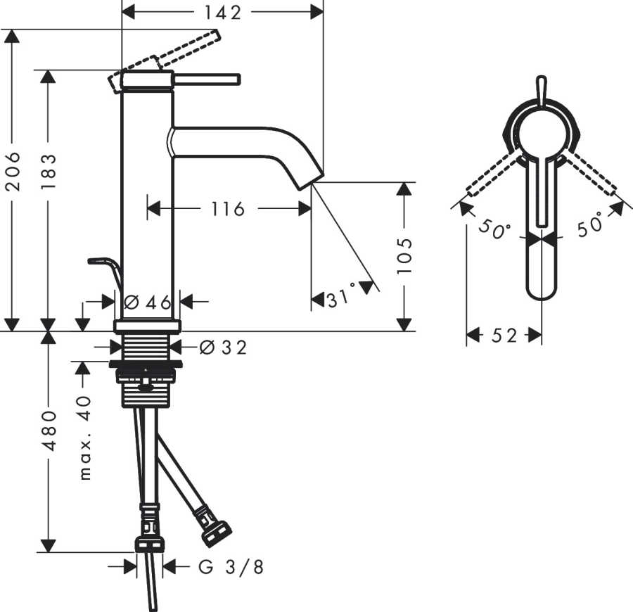 TECTURİS S LAVABO BATARYASI 110 ECO K.DALI KROM
