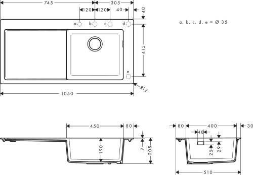 S514-F450 TEZGAH ÜSTÜ EVİYE 450 DAMLALIK