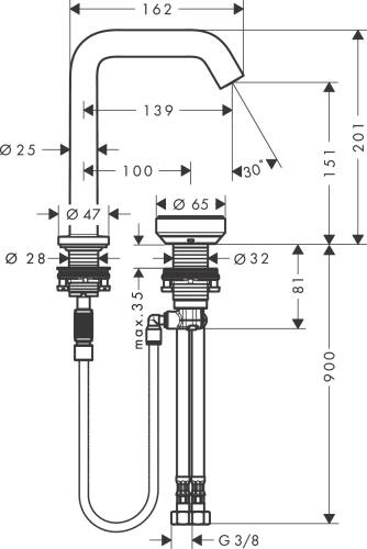 TECTURİS S 2 DELİKLİ LAVABO BATARYASI 150 COOLS.