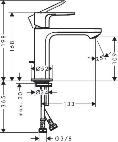REBRİS S TEK KOL LAVABO BATARYASI 110 K.DALI KROM