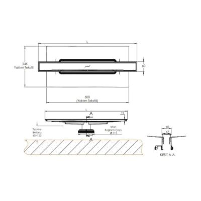STUDİO İSTANBUL DUŞ KANALI 60cm PARLAK