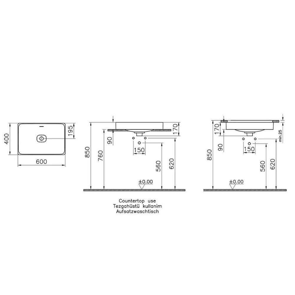METROPOLE TEZGAHALTI LAVABO 60 CM